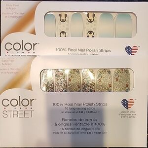 Color Street Nail Strips - Penguin and Silver Glitter